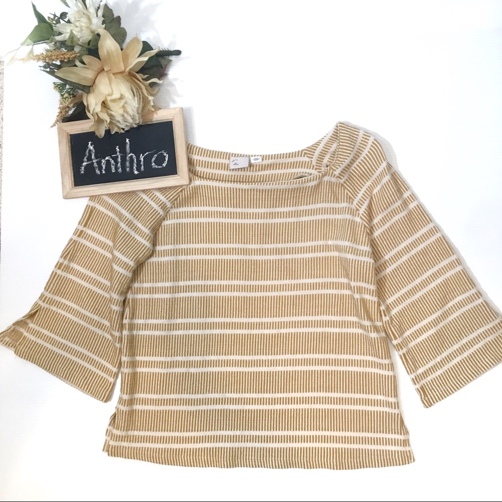 Anthropologie Postcard Top Gold Yellow Shirt